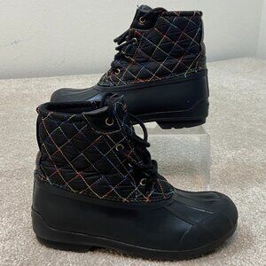 Sperry Top Sider - Black‎ and Rainbow Little Girls Duck Boots Size 4M
